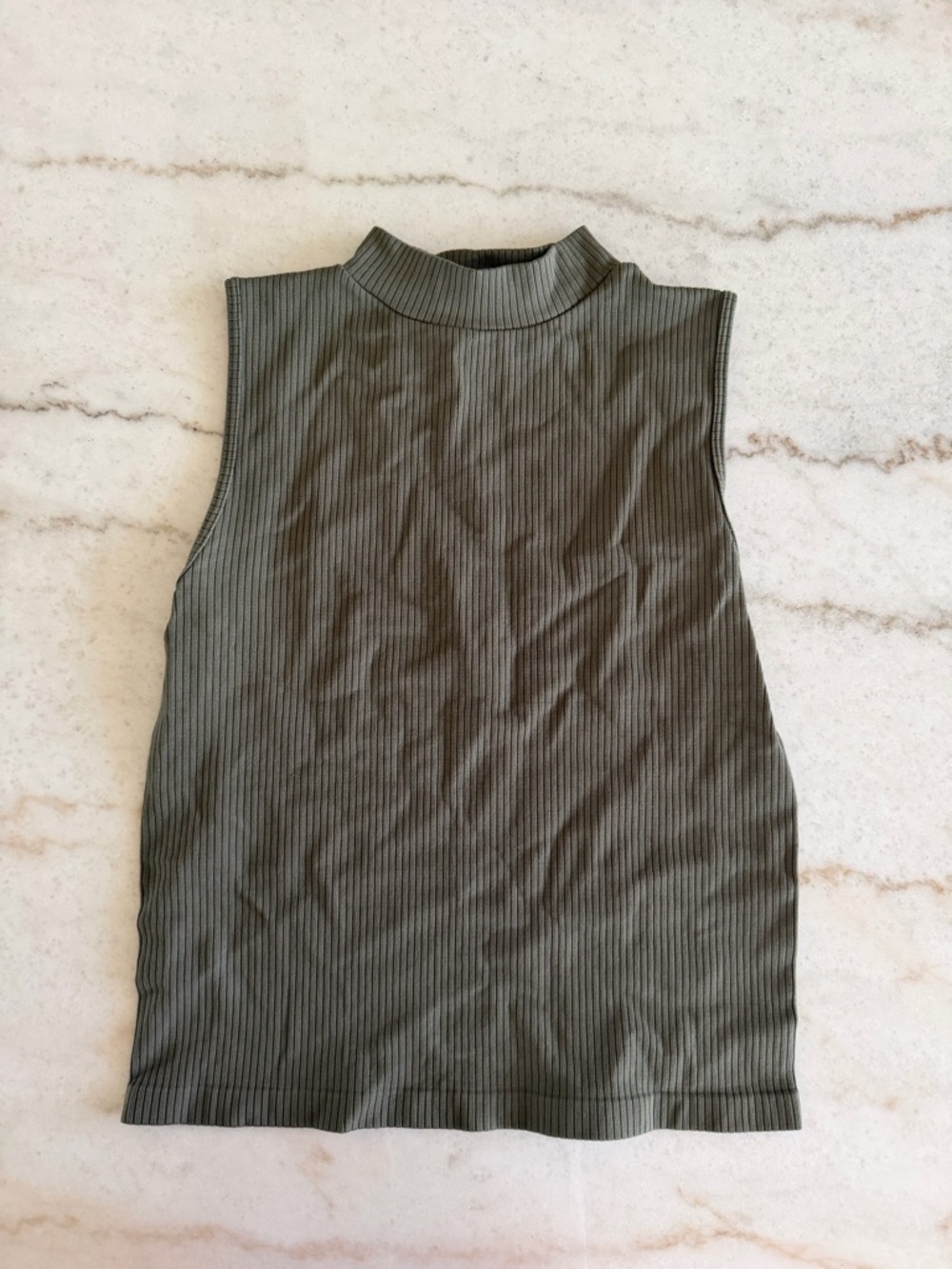 Boom Boom Jeans Ribbed Mock Neck Tank - Olive